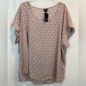 NWT TORRID Blush Pink Geo Print Open Back Georgette Top Blouse Plus Size 3 NEW